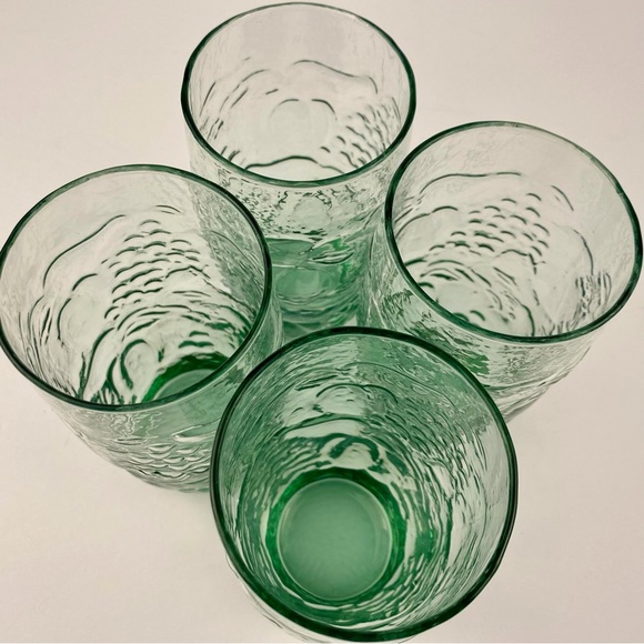Vintage Libbey Orchard Fruit Green Cooler Tall Glasses 6” Set Of 4 Tumblers - Picture 2 of 7